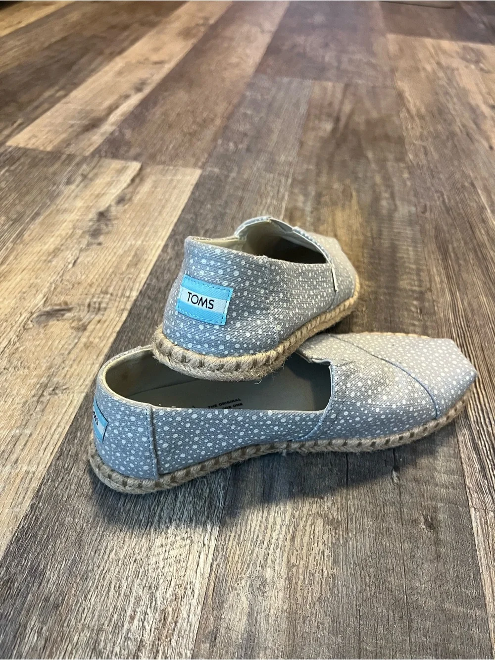 TOMS Women's Light Gray Polka Dot Espadrille Slip-Ons